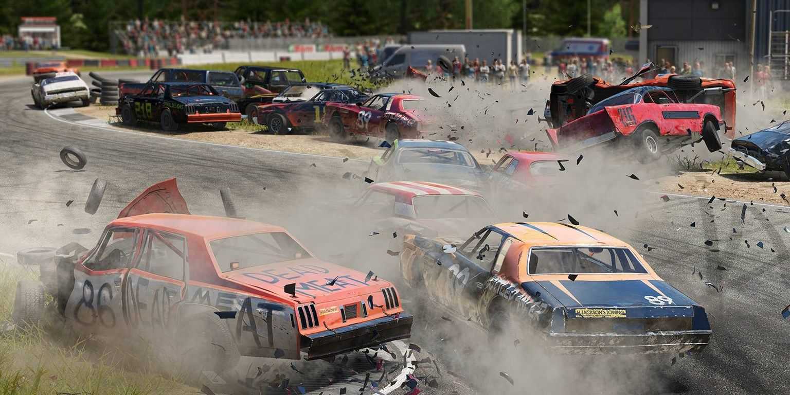 Cars being wrecked in Wreckfest on PS5