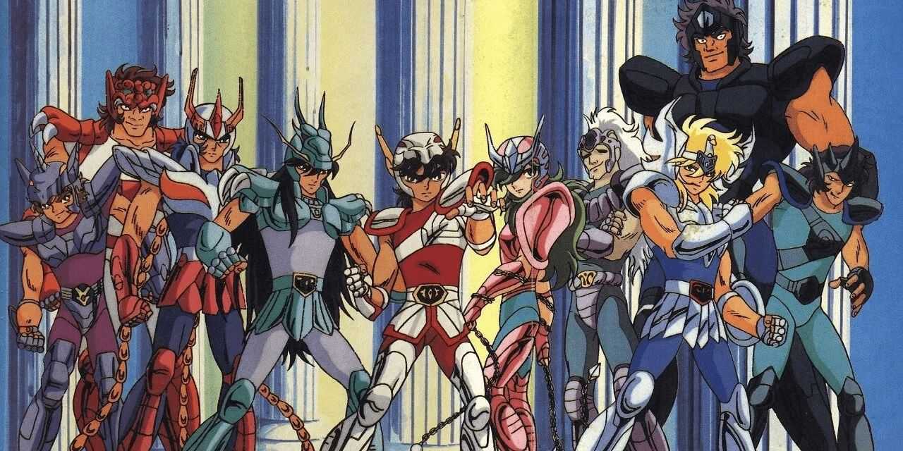 Um grupo de guerreiros de Saint Seiya juntos