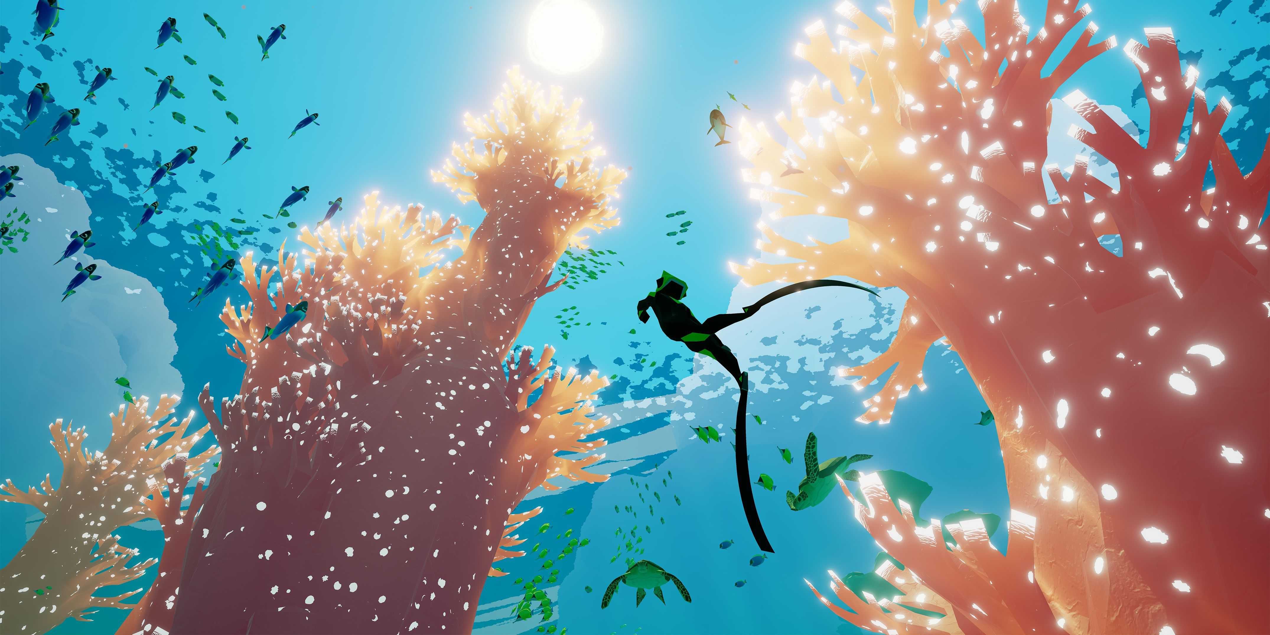 Nadando no oceano em Abzu