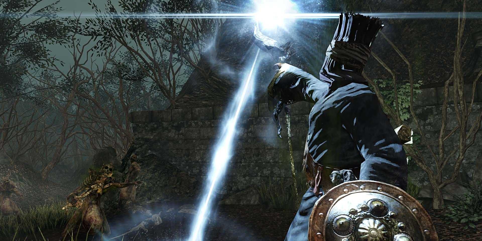 Dark Souls 2 Sorcerer build using a spell.