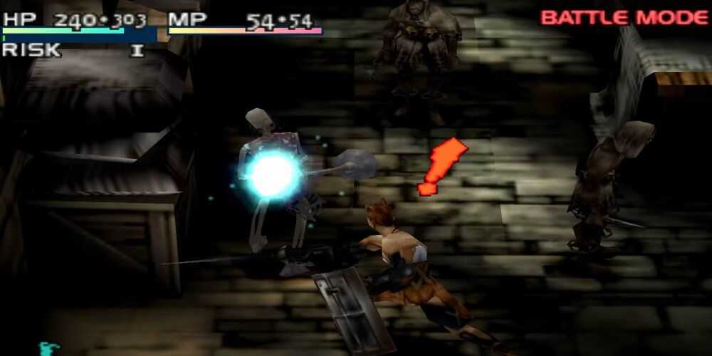 Ashley slashing skeletons with a sword in Vagrant Story