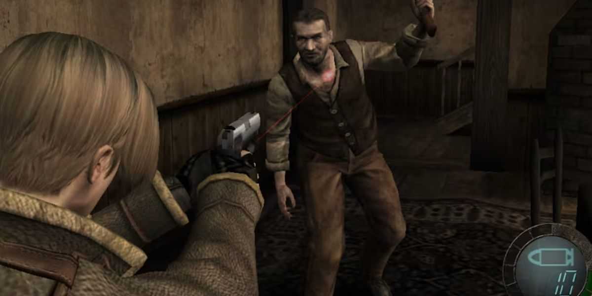 leon shooting a villager in resident evil 4