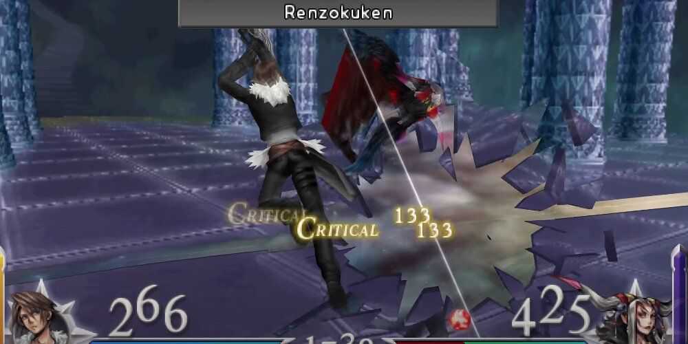 Squall slashing Ultimecia with Renzokuken 