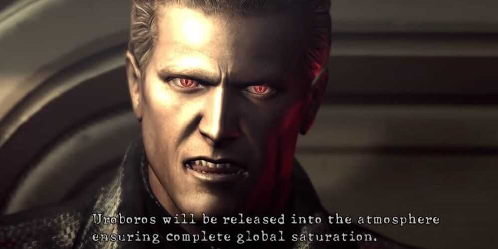 Wesker falando sobre seu plano Uroboros