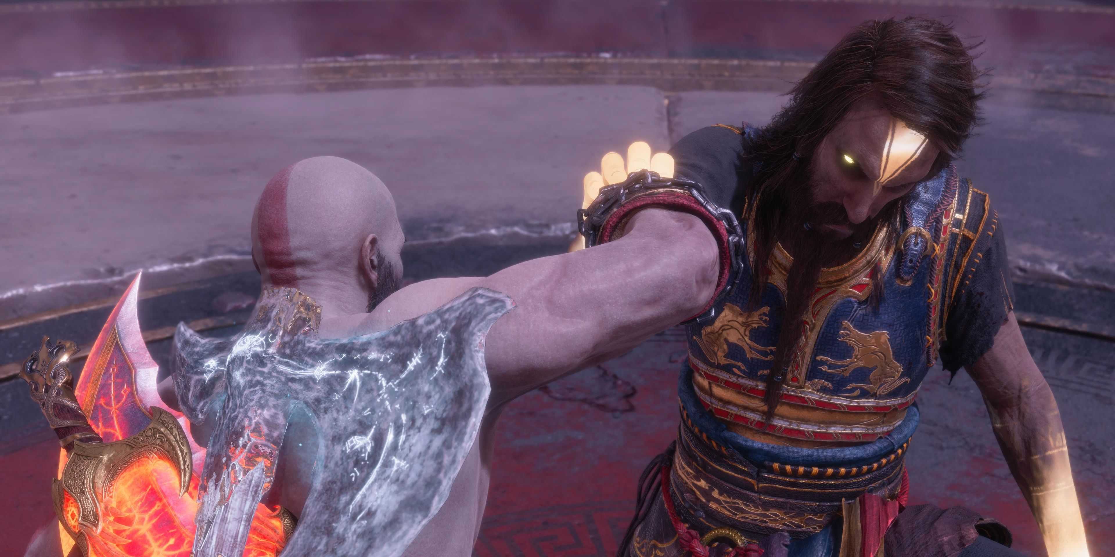 kratos lutando contra tyr