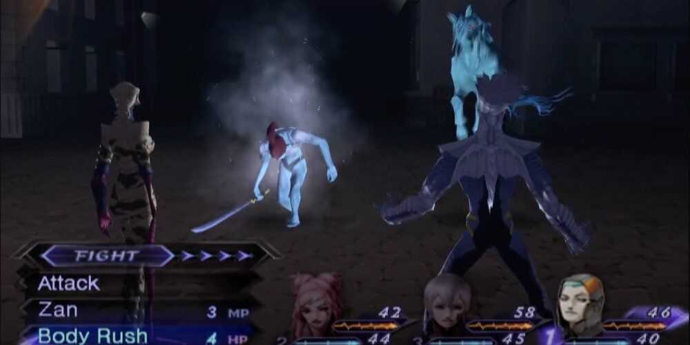 Party members facing off against two enemies in Digital Devil Saga 2