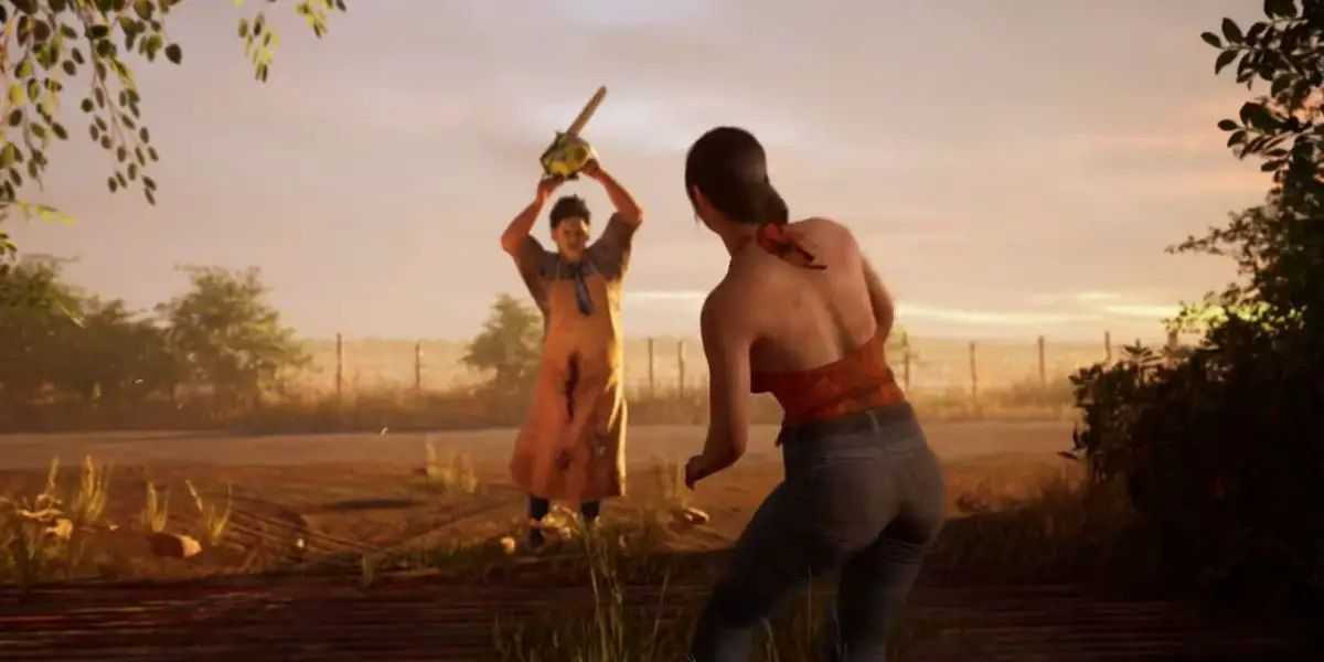 Leatherface chasing a survivor