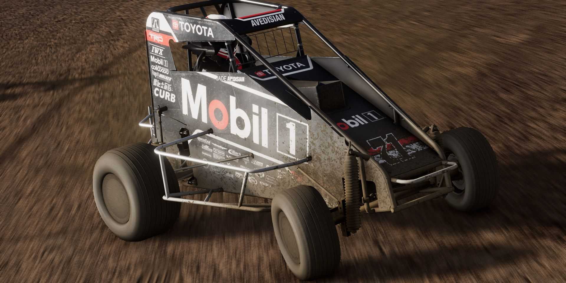 A car in World Of Outlaws Dirt Racing 23