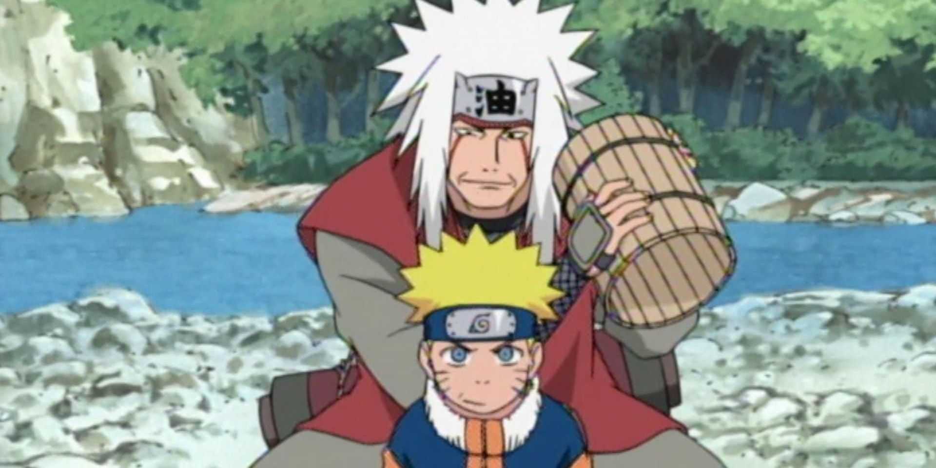 Jiraiya ensinando Naruto