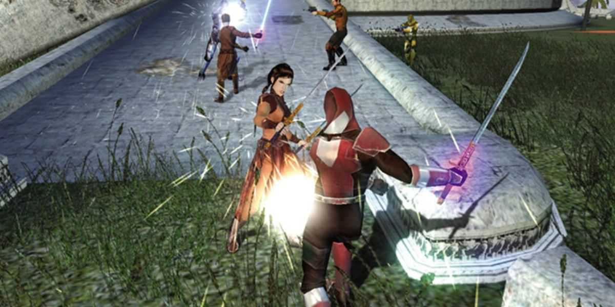 bastila fighting enemies in kotor