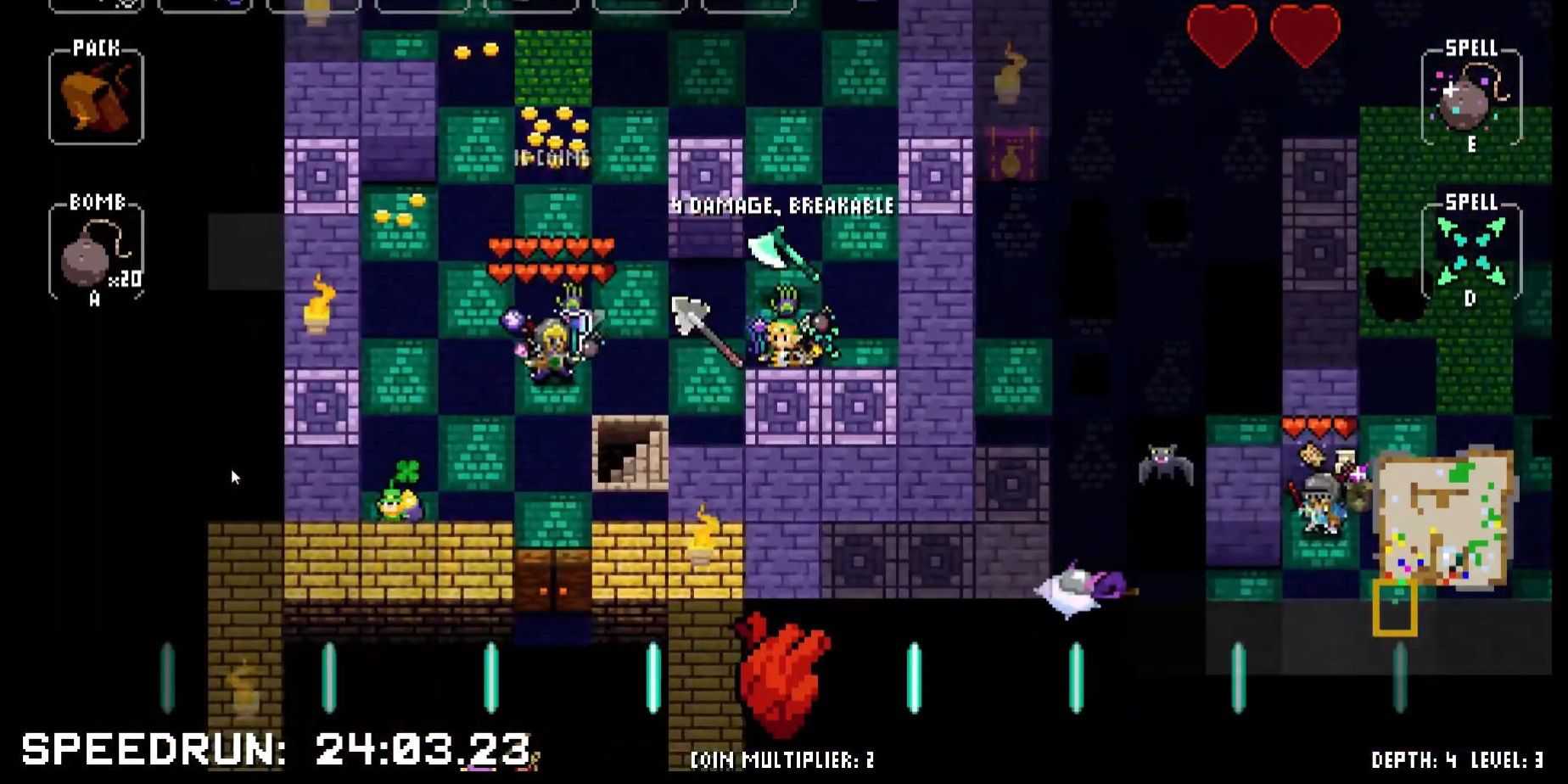 Crypt Of The Necrodancer 3 Player Co-op With Players In Dungeon