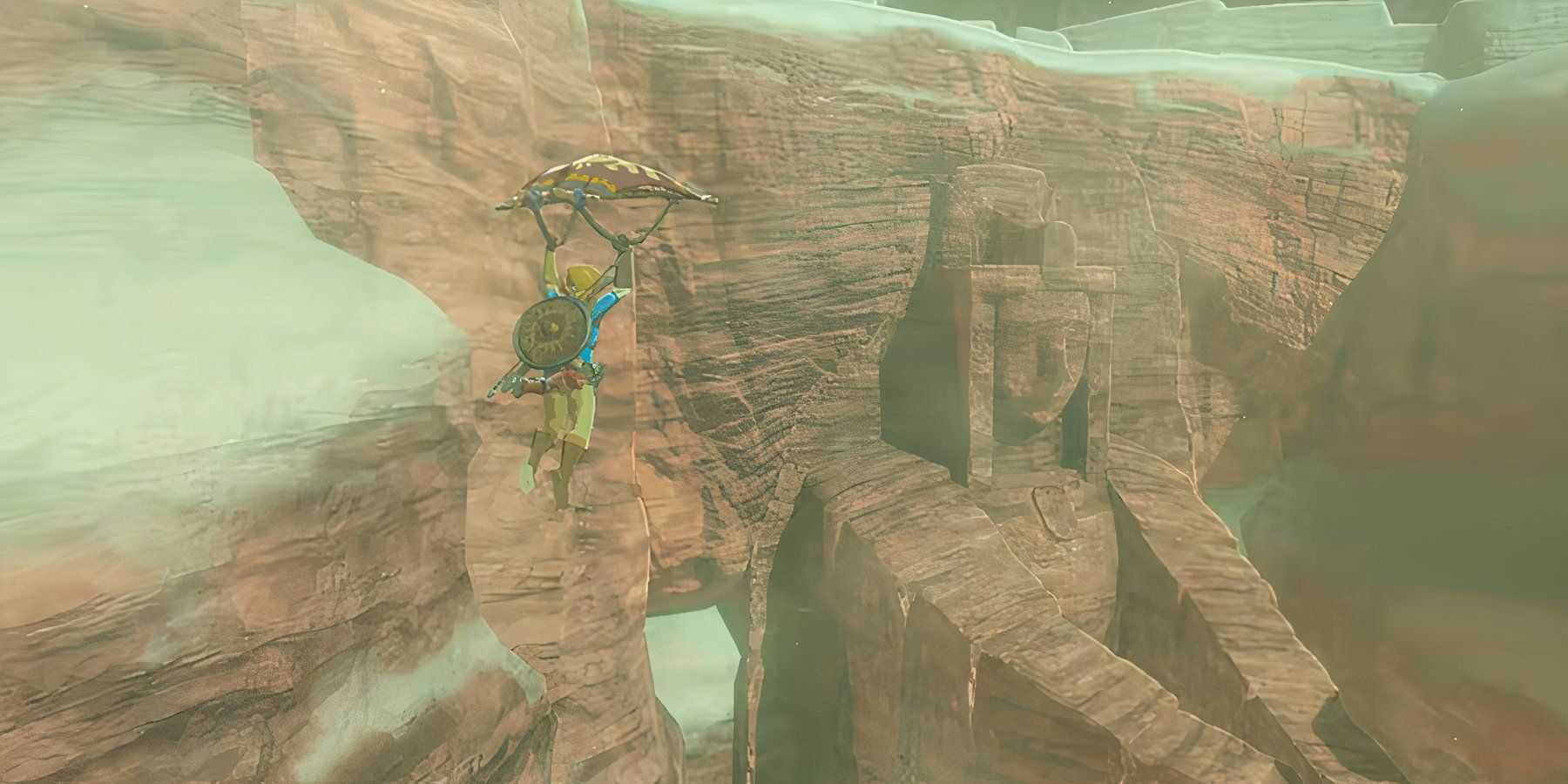 link using the paraglider in the legend of zelda breath of the wild