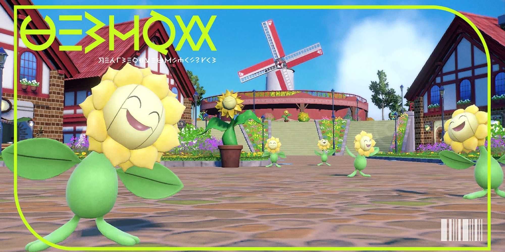 Imagem dex de Sunflora da pokédex de paldea