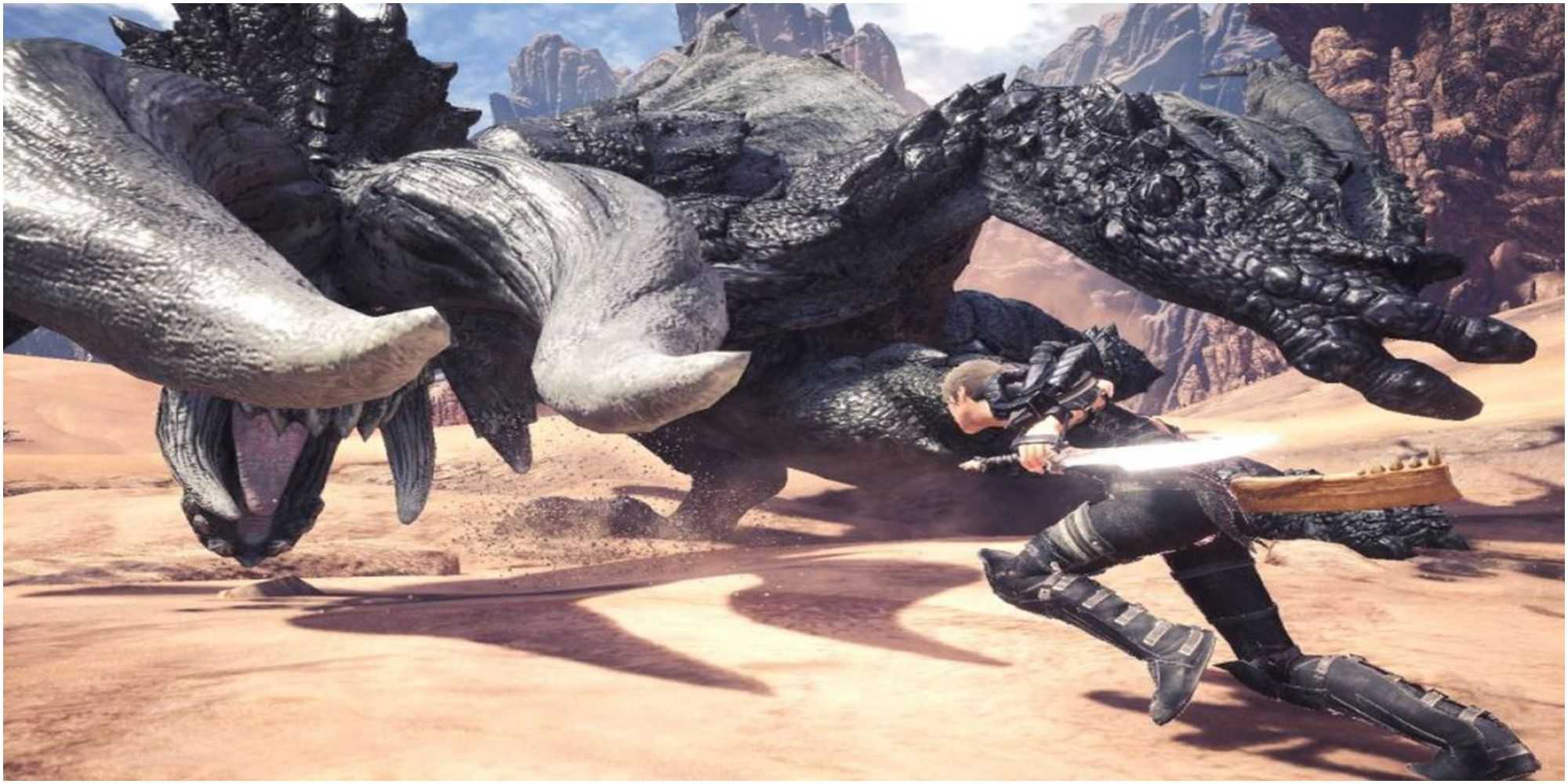 Fighting a large monster