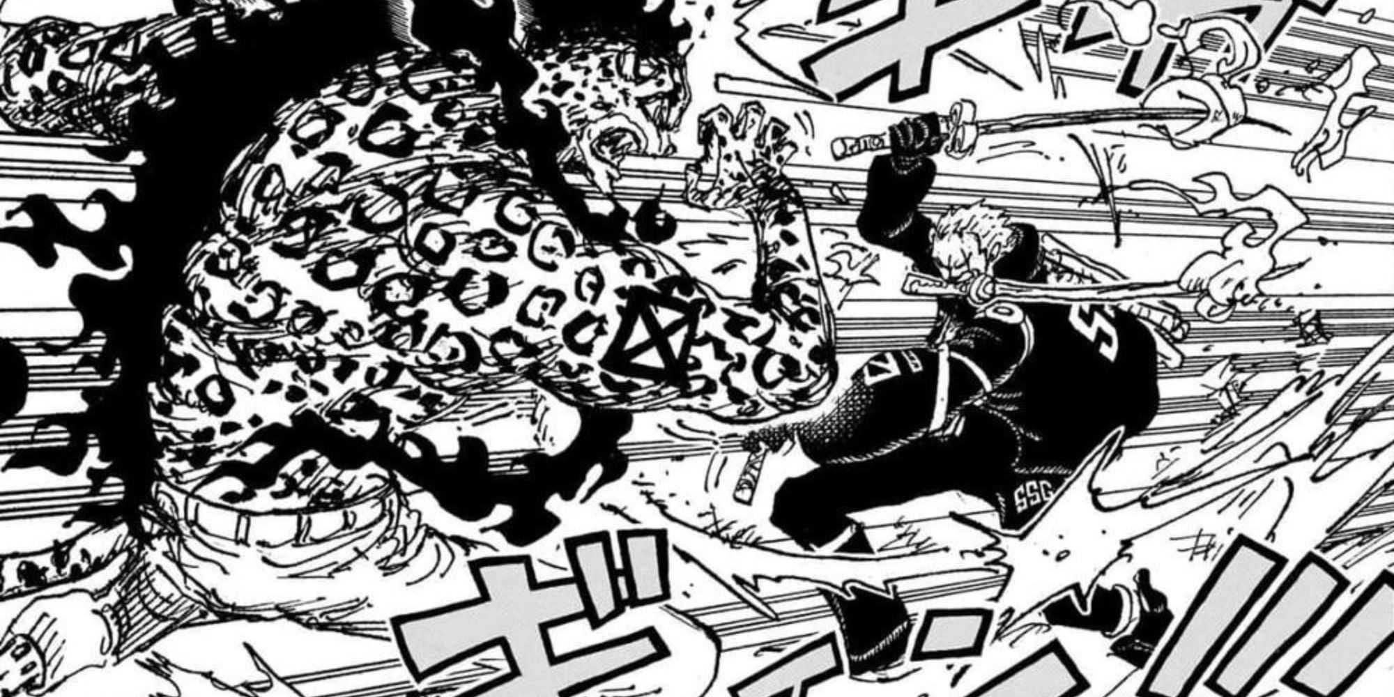 Rob Lucci fighting Zoro on Egghead Island.