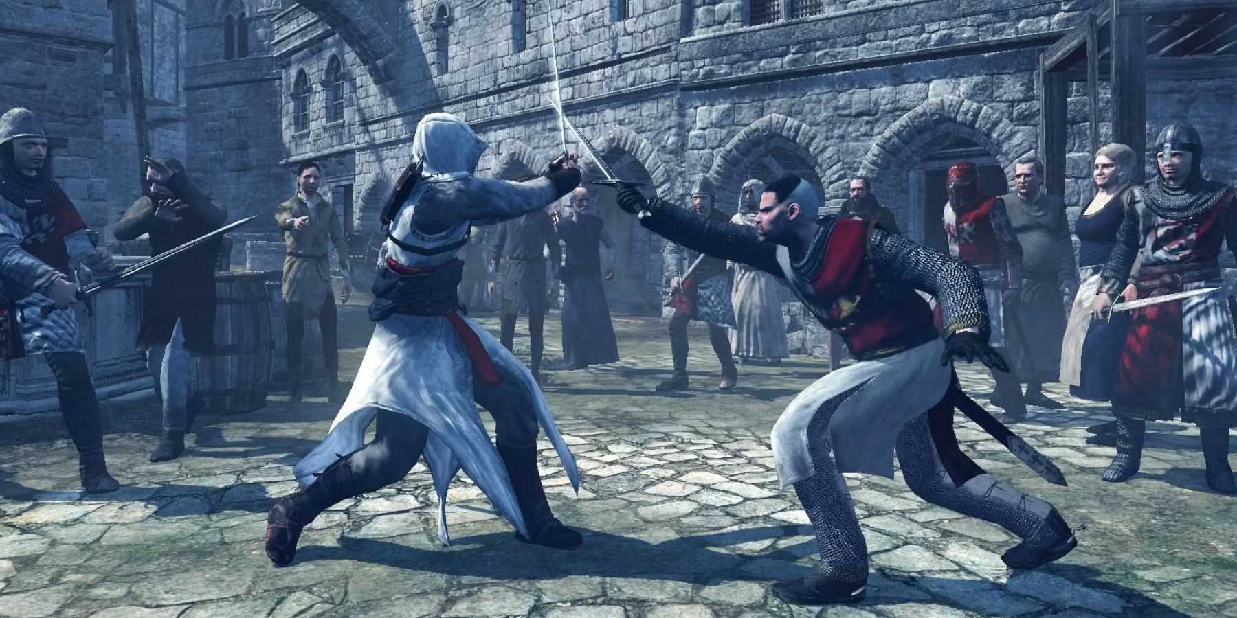 Assassin's Creed Altair fighting a guard