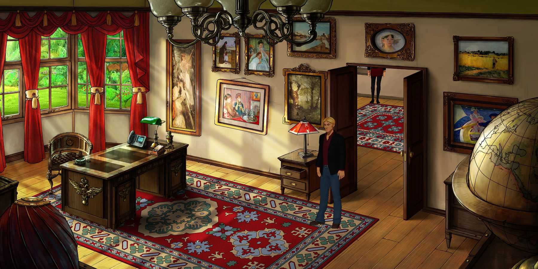 Broken Sword 5 George searching the Russian gangster's office