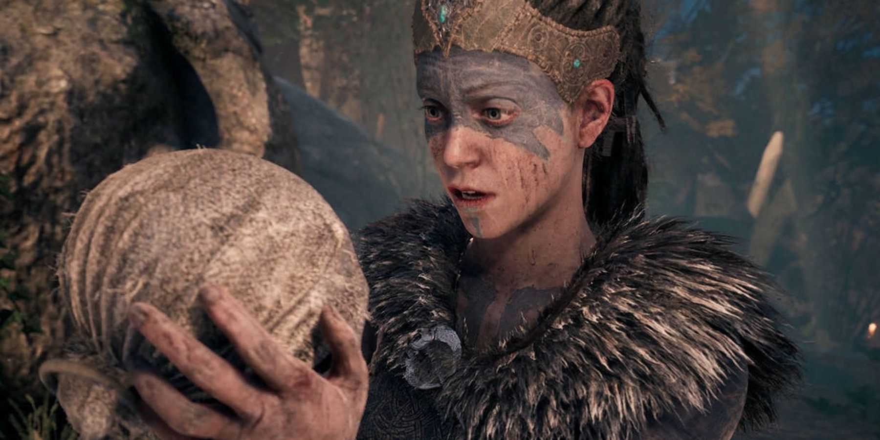 Holding a skull in Senua's Sacrifice