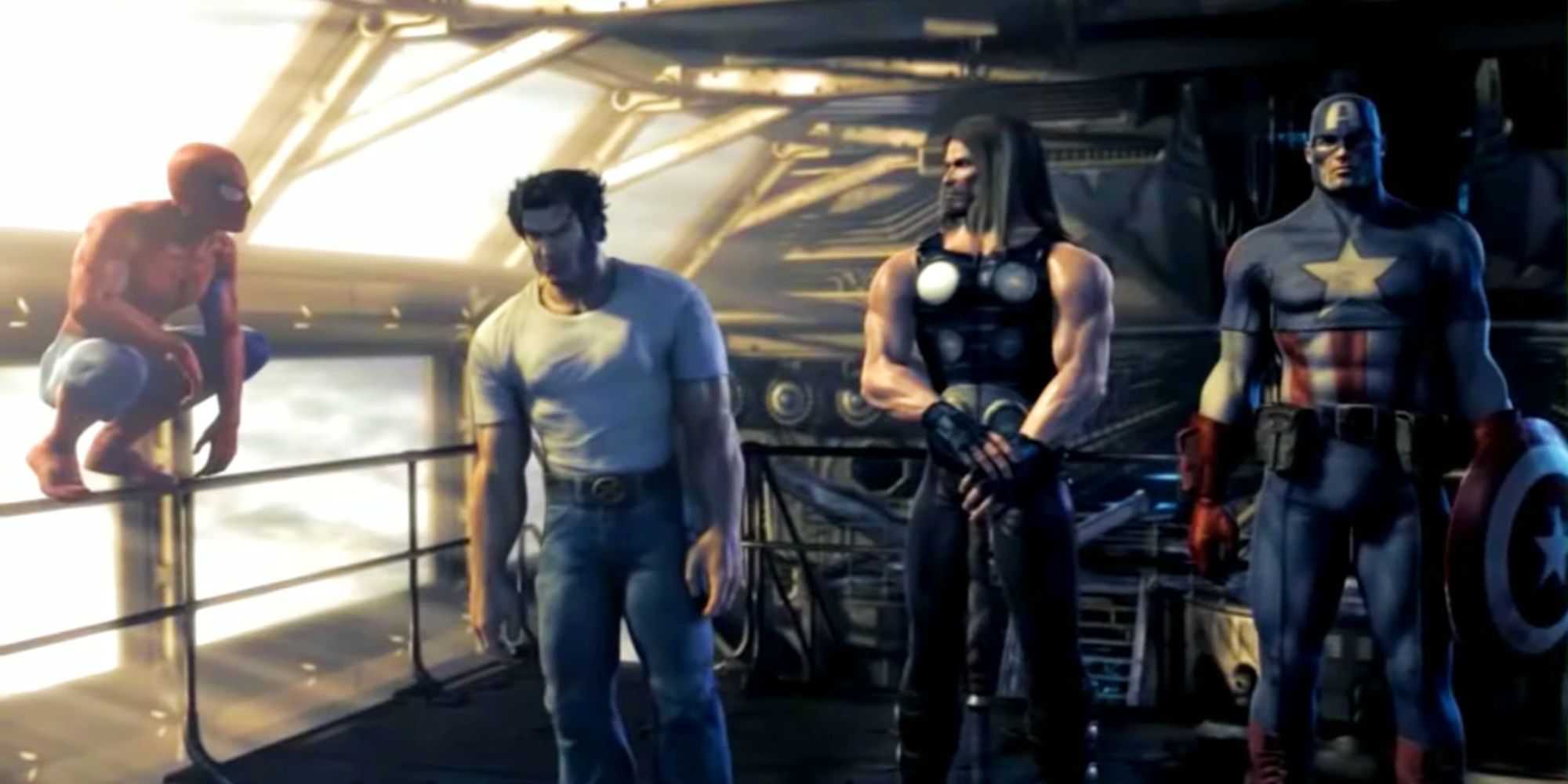 Homem-Aranha, Wolverine, Thor e Capitão América na Marvel Ultimate Alliance