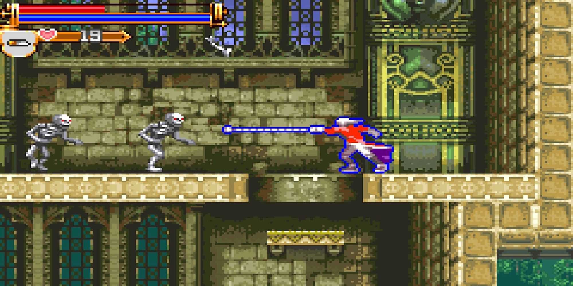 Fighting skeletons in Castlevania Harmony of Dissonance