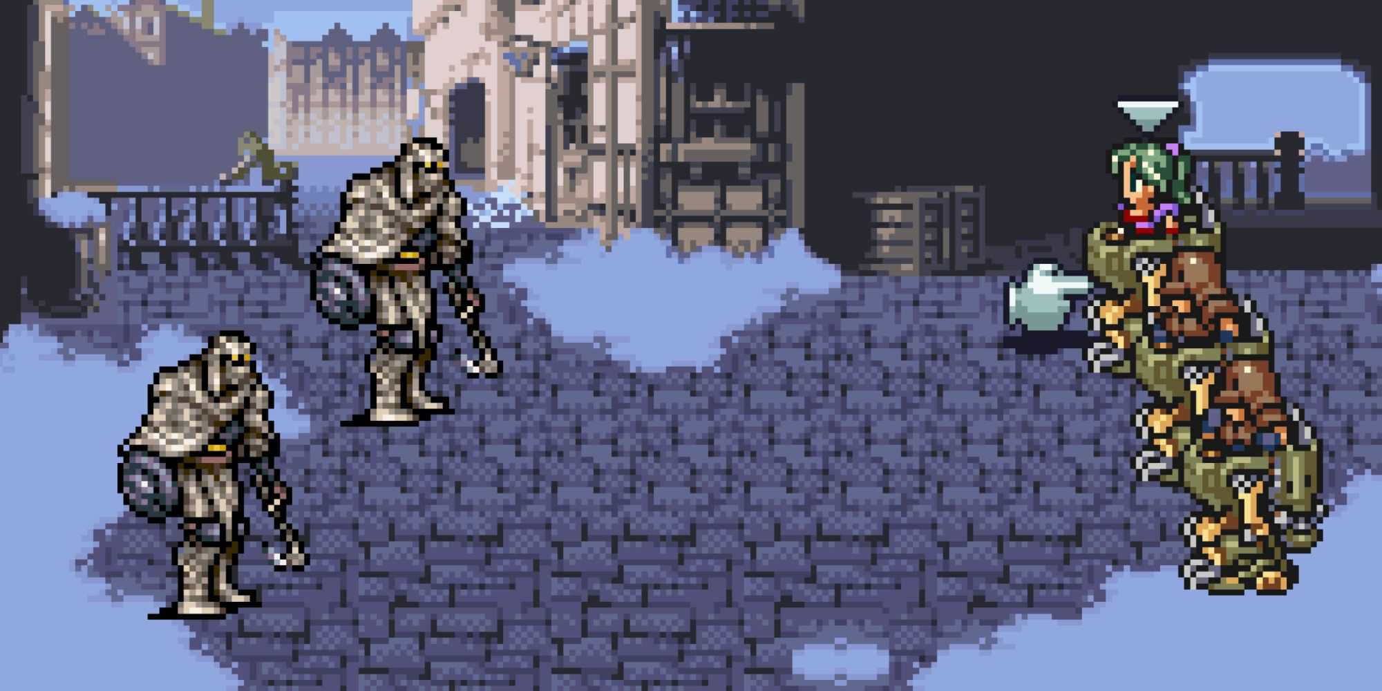 Fighting a battle in Final Fantasy 6 Advance