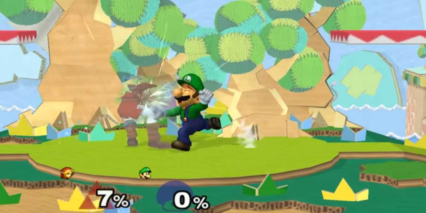 Luigi Super Smash Bros Melee charge punch at Yoshi stage