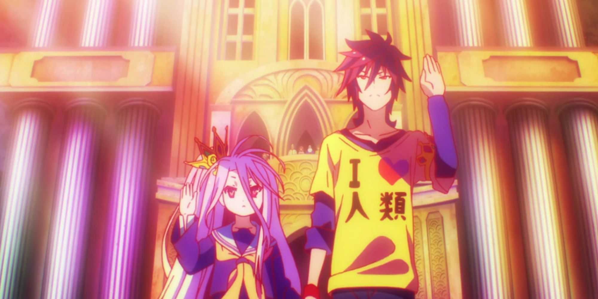 Cerimônia de coroação de Sora e Shiro em No Game No Life