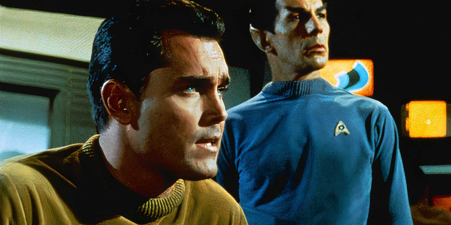 Pike and Spock aboard the Enterprise in The Cage