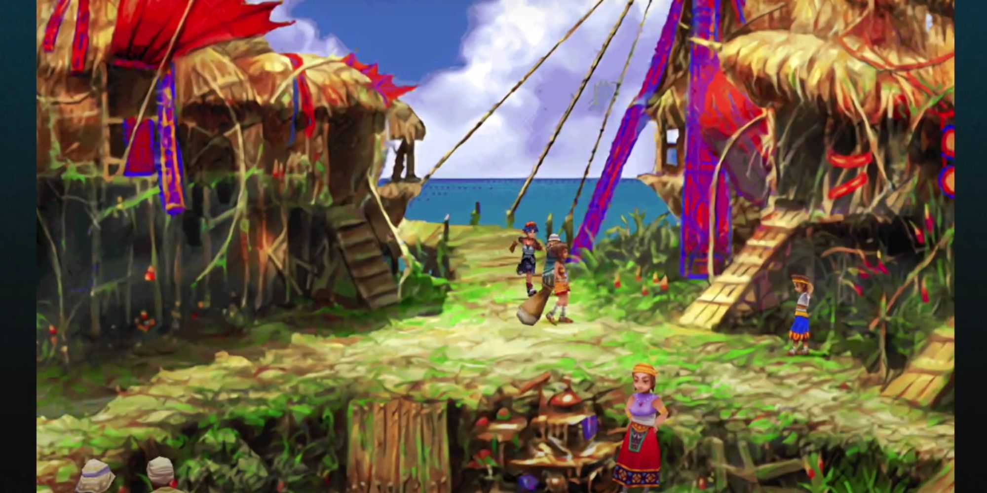 Chrono Cross exploring a village