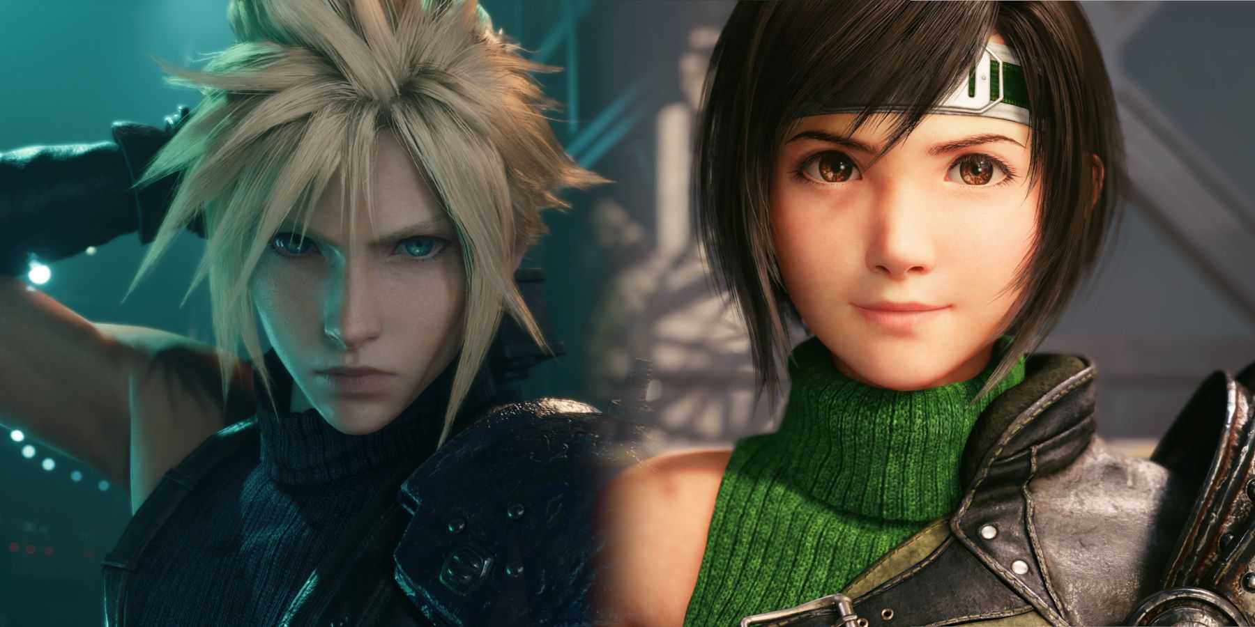 Cloud como aparece em Final Fantasy 7 Remake e Yuffie como aparece em Final Fantasy 7 Remake Intergrade