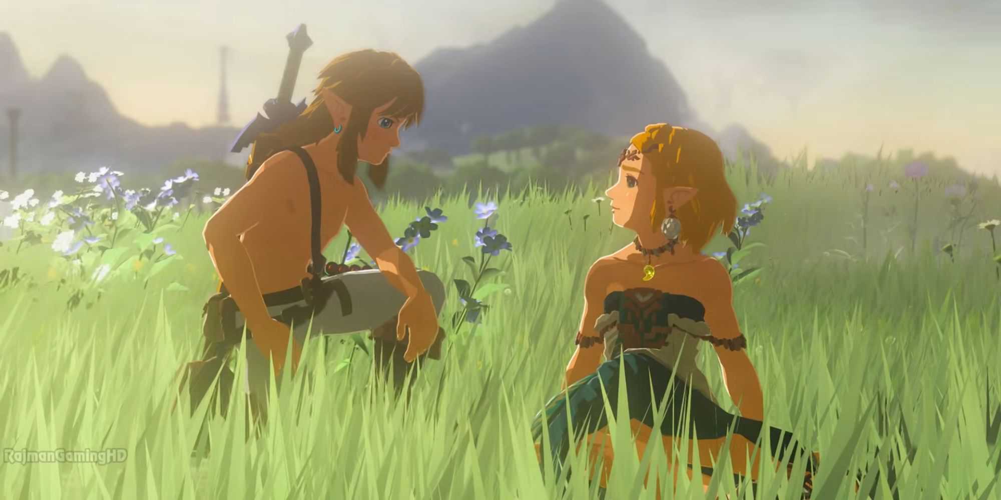 Link e Zelda se encontram novamente no final do jogo.