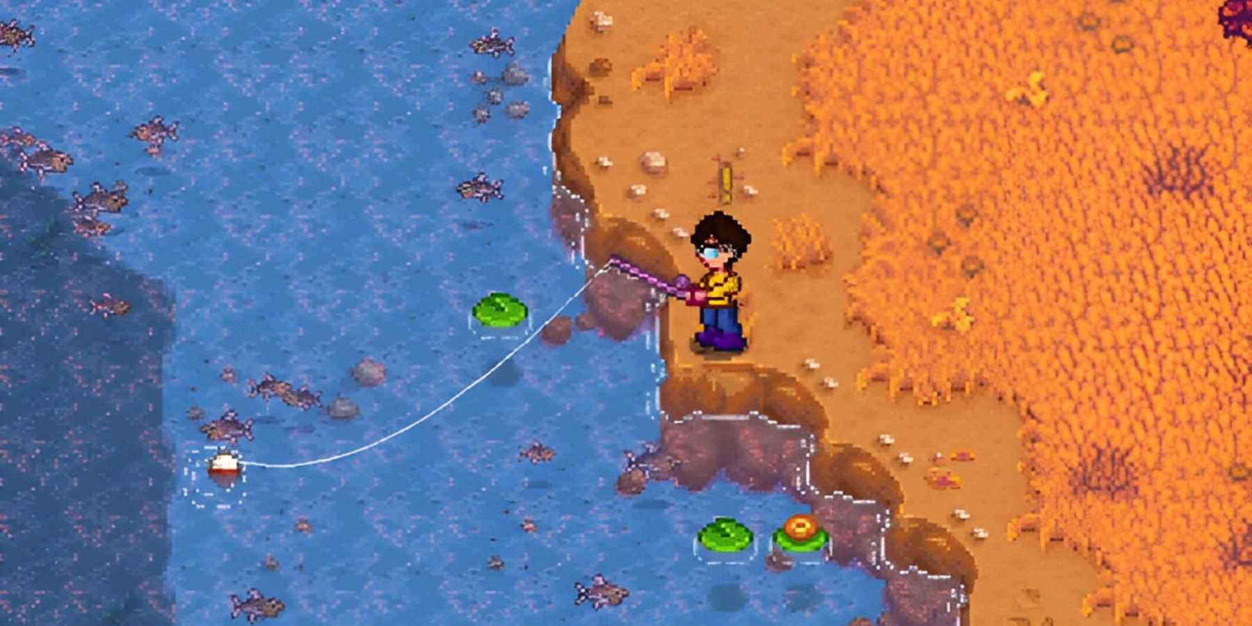 Minijogo de pesca em Stardew Valley