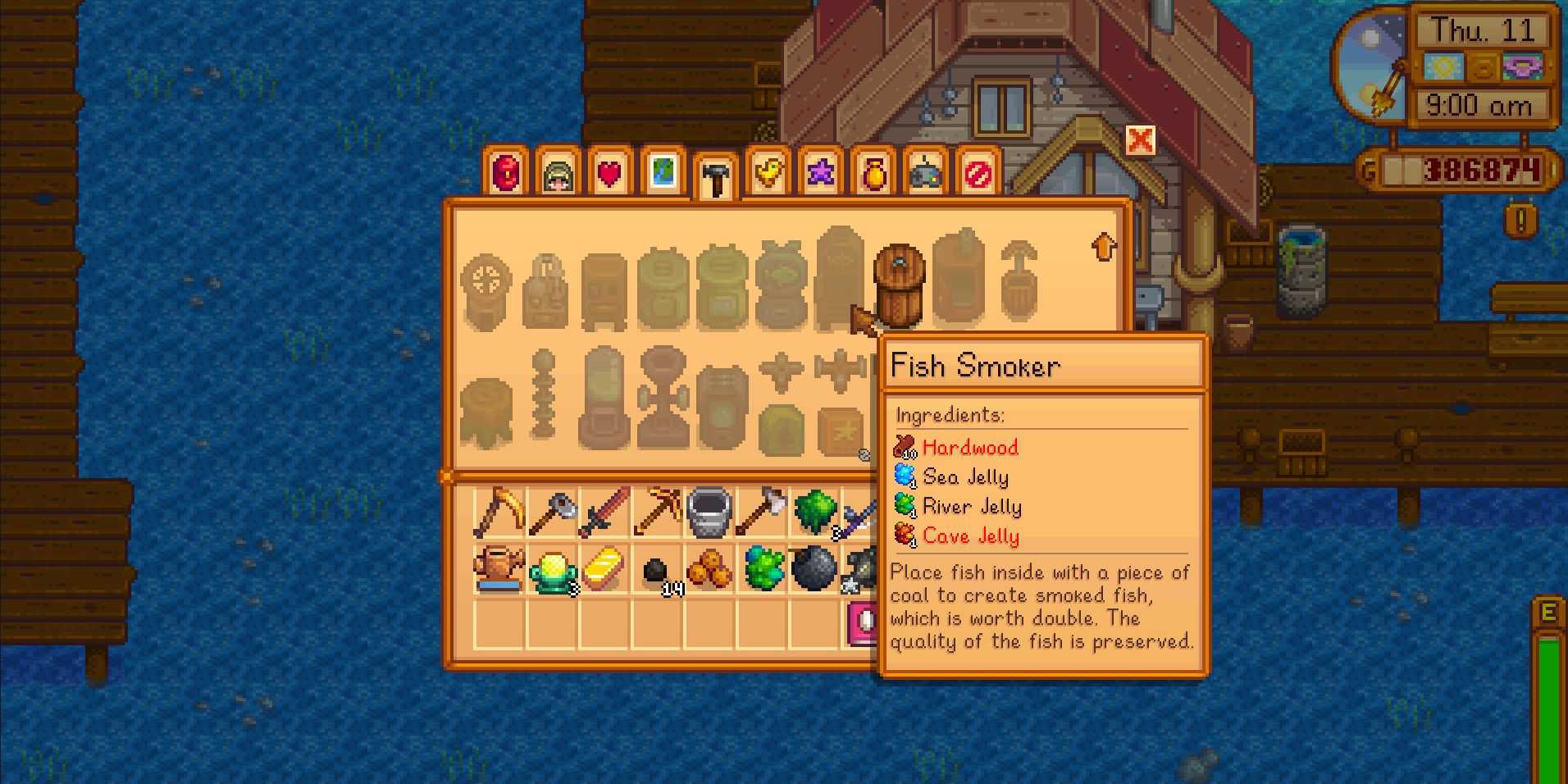 Imagem da receita para criar um Fish Smoker em Stardew Valley