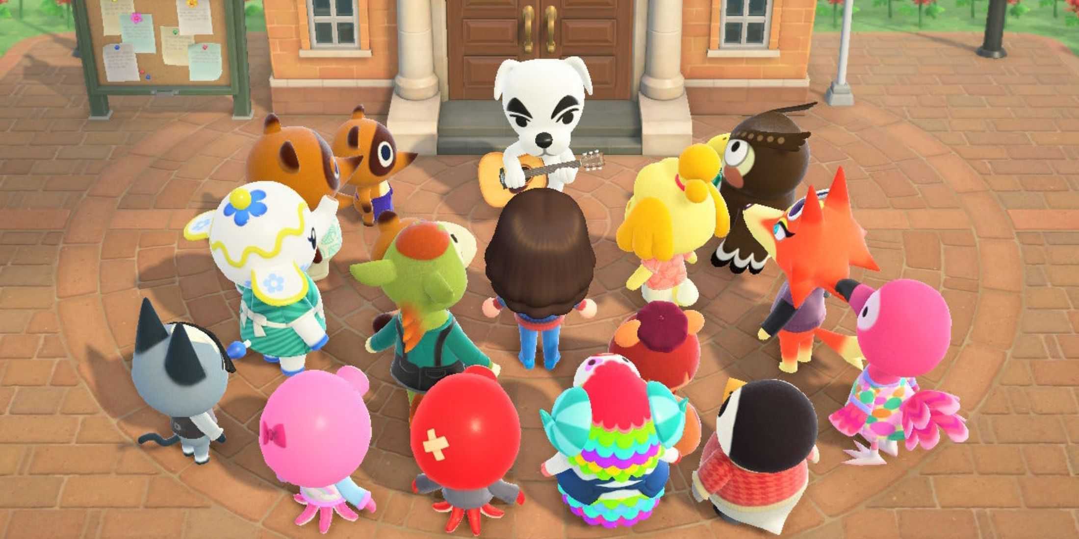 Animal Crossing villagers in town centre