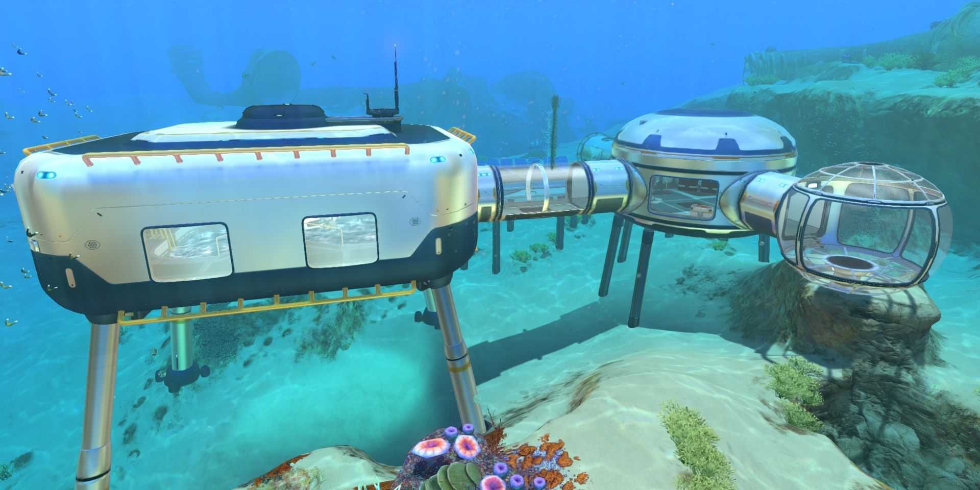 A seabase in Subnautica