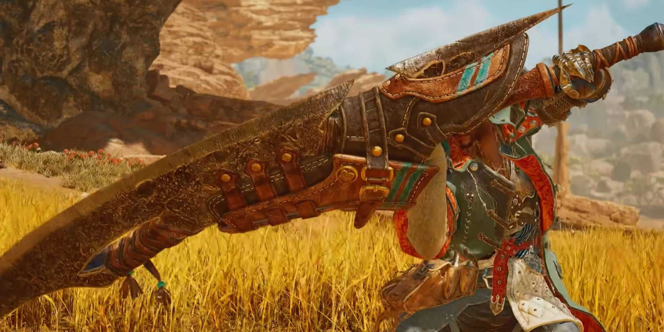 A hunter holding a Great Sword in Monster Hunter Wilds