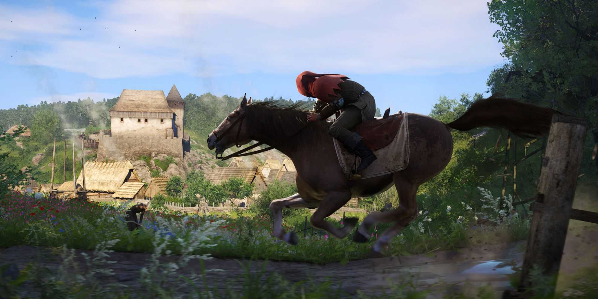 Kingdom Come Deliverance, um cavaleiro a cavalo