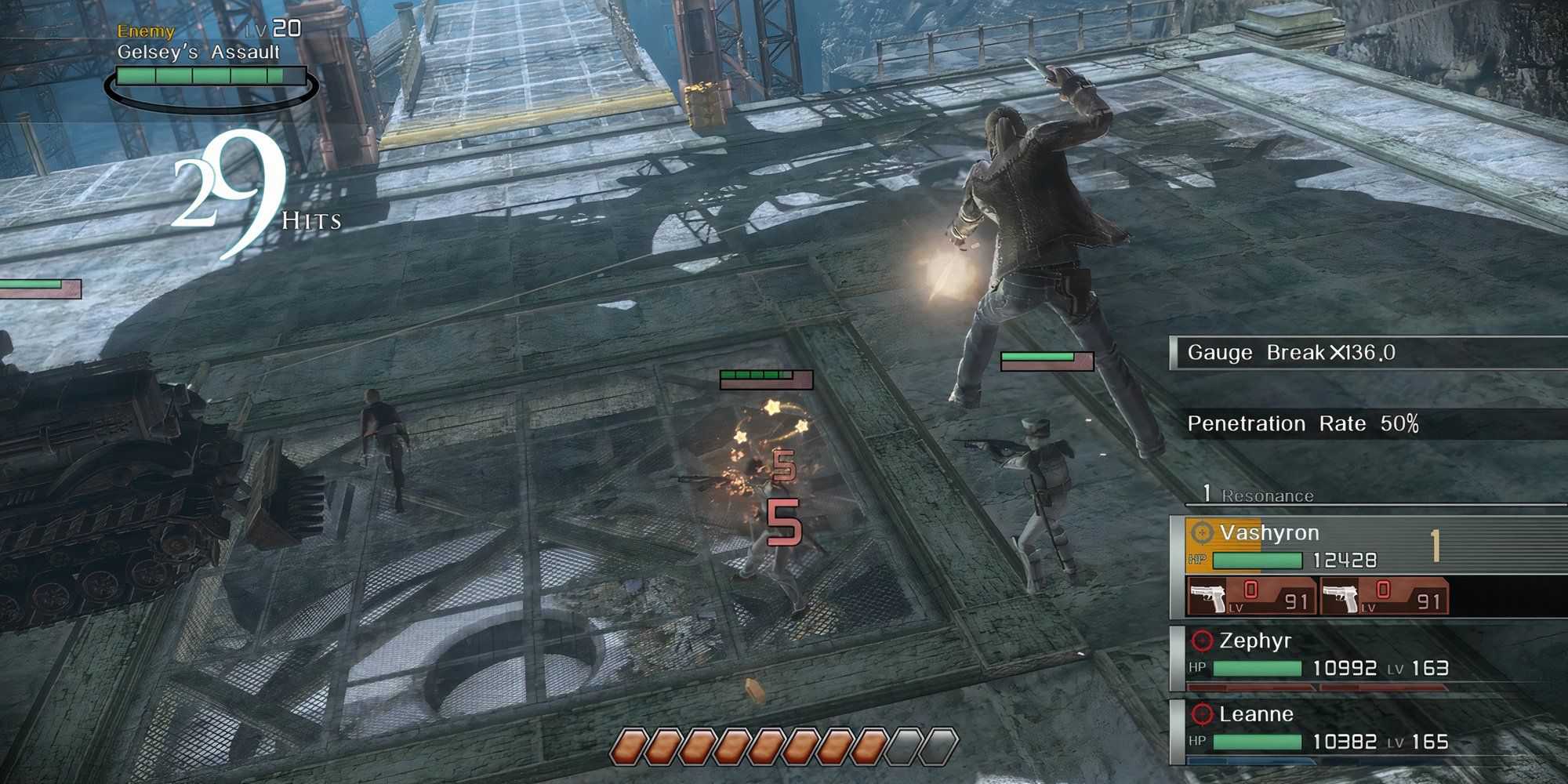 Shooting in battle as Vashyron in Resonance Of Fate