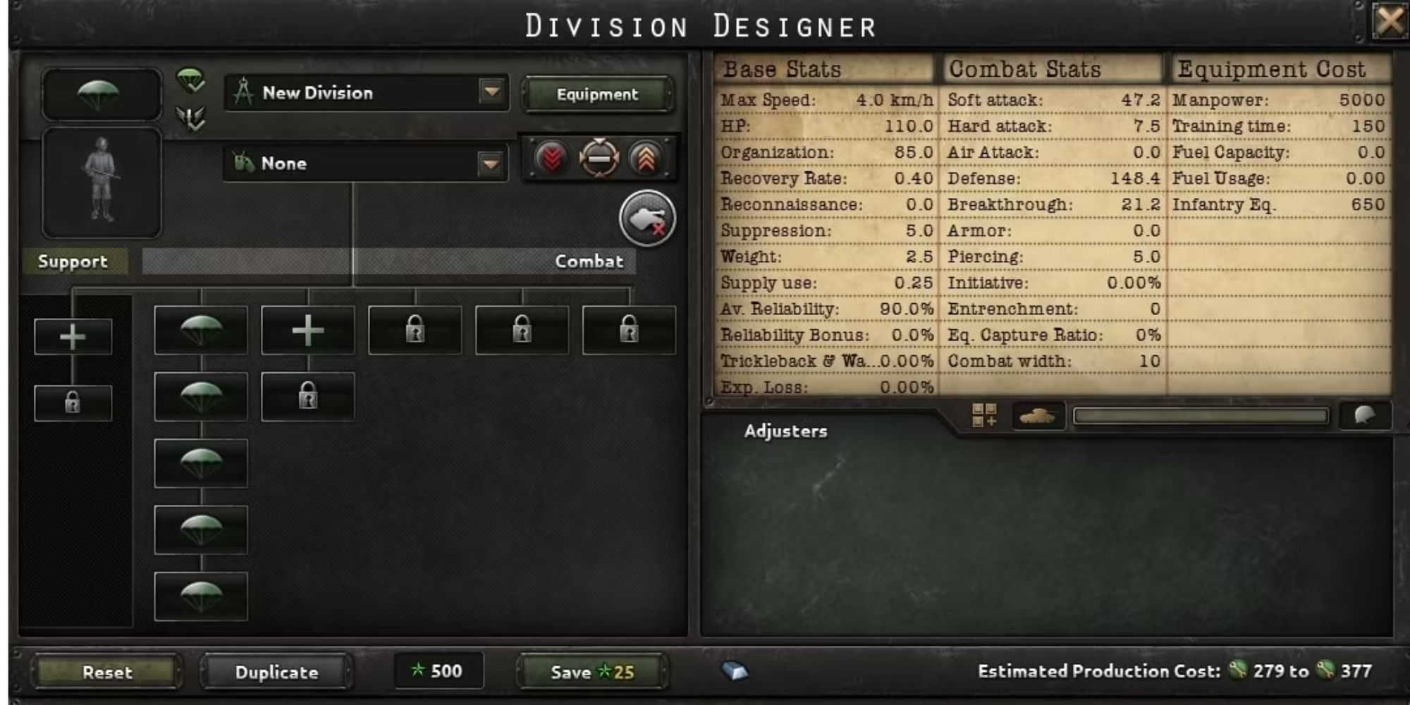 Hearts Of Iron IV 10-Width Paratroopers Division Template