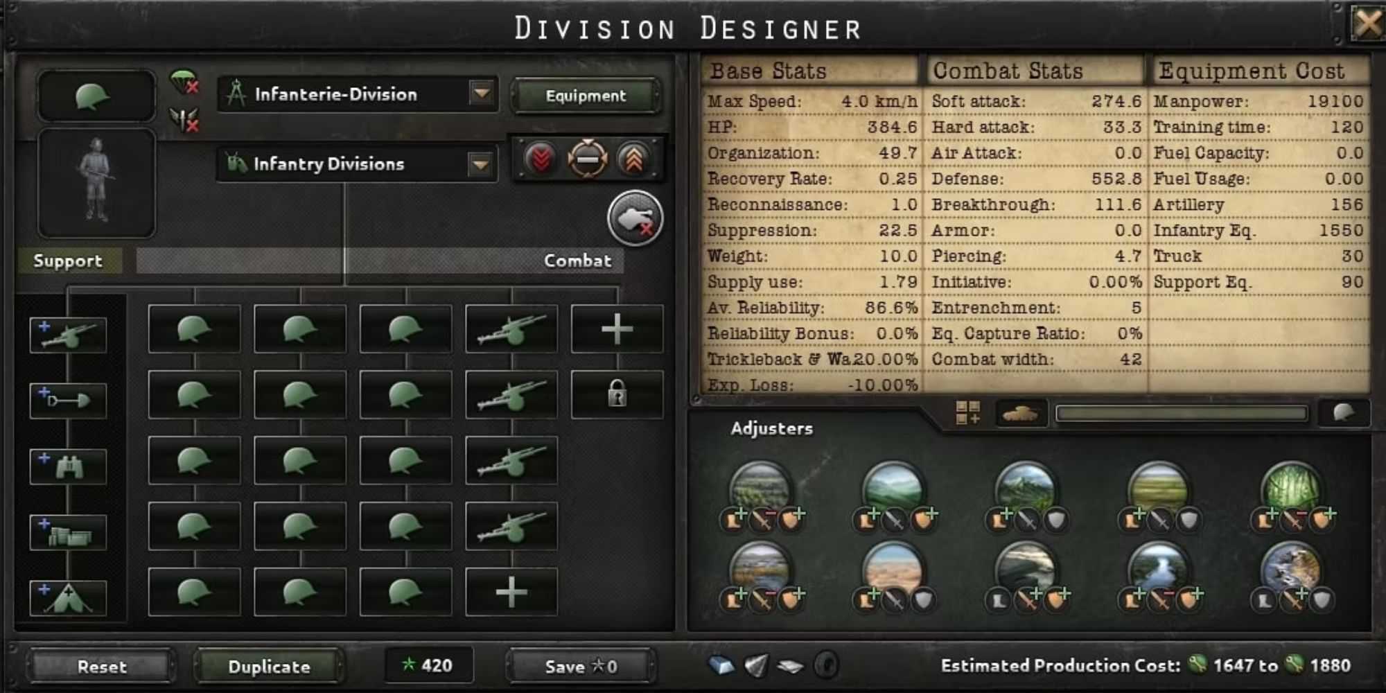 Hearts Of Iron IV 42-Width Infantry Division Modelo