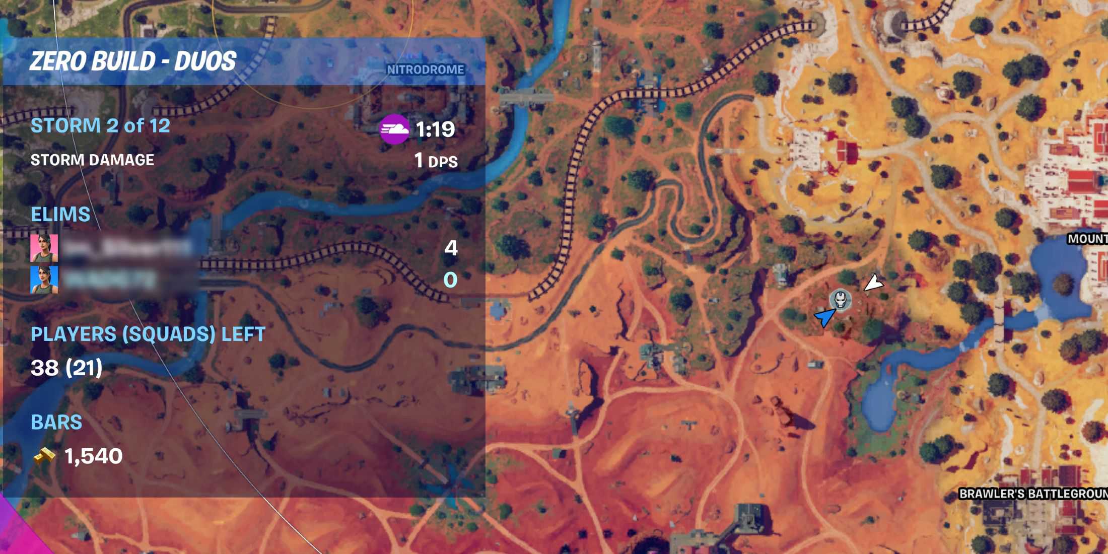 Screenshot showcasing where to find the War Machine Stark Mobile Armory on the map in Fortnite 