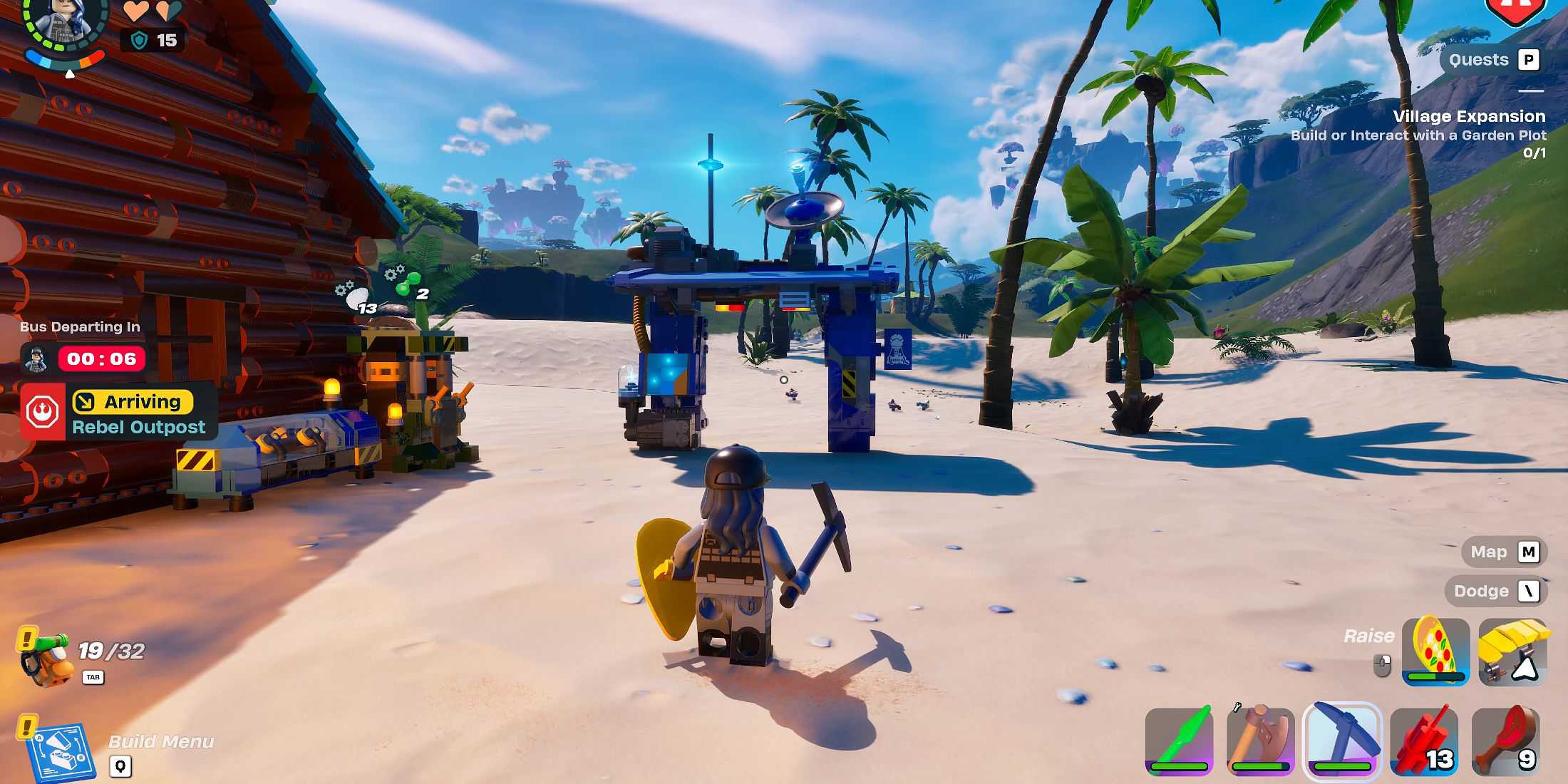 Screenshot showcasing how to fast travel in LEGO Fortnite 