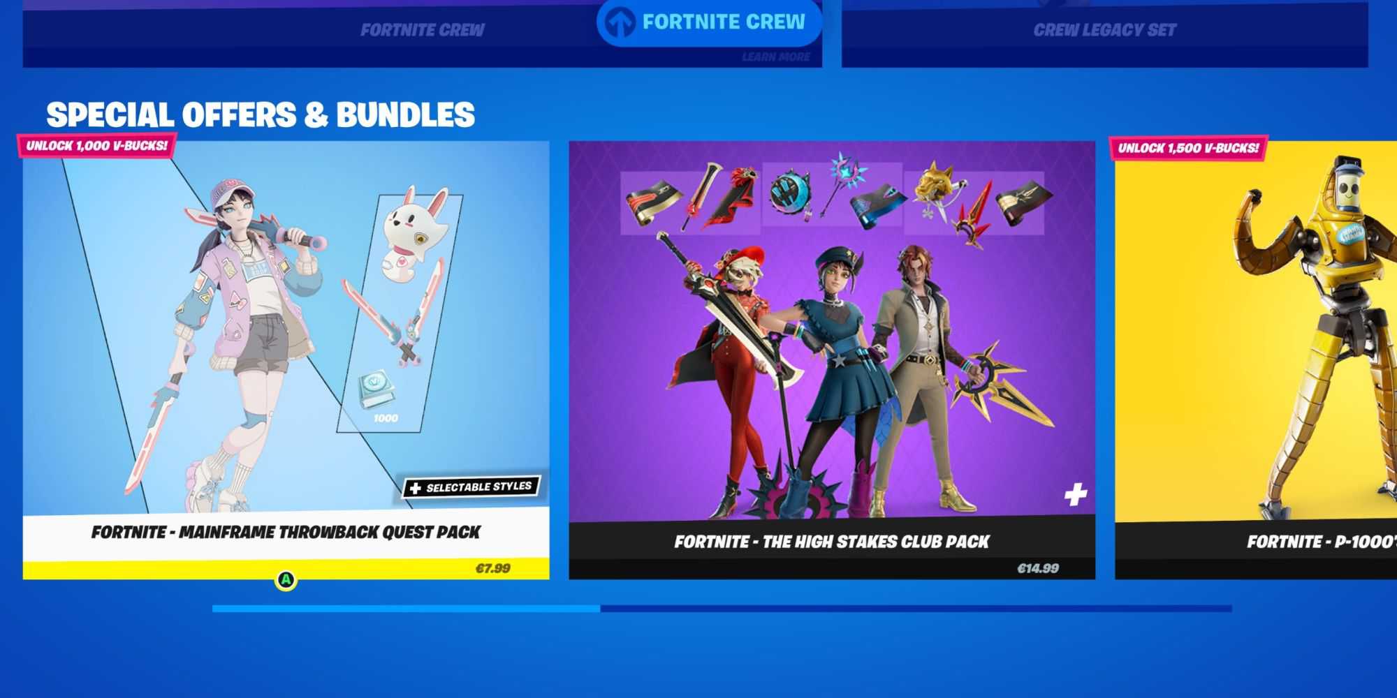 special offers packs screen in the fortnite item shop