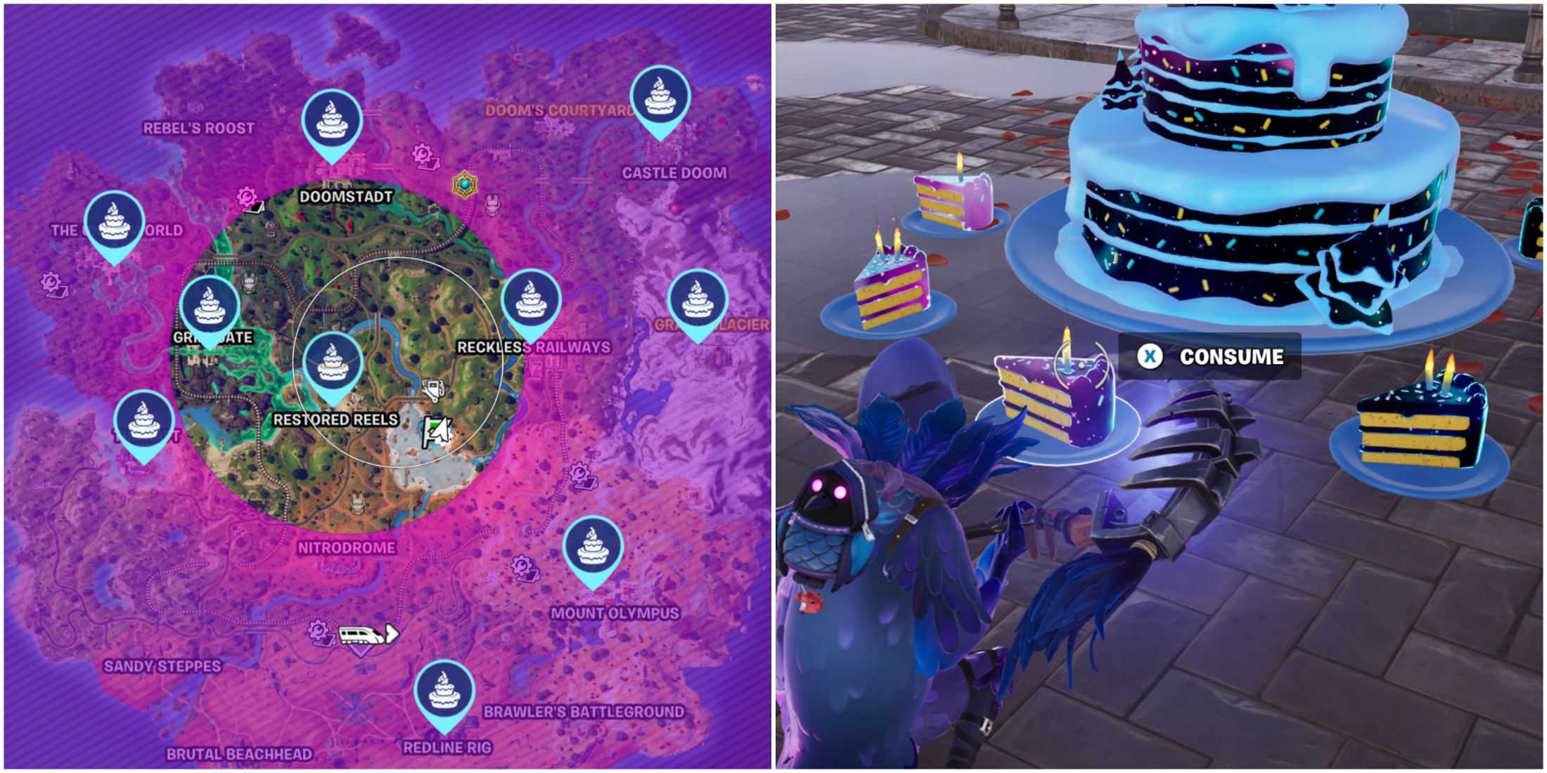 locais para bolo de aniversário fortnite