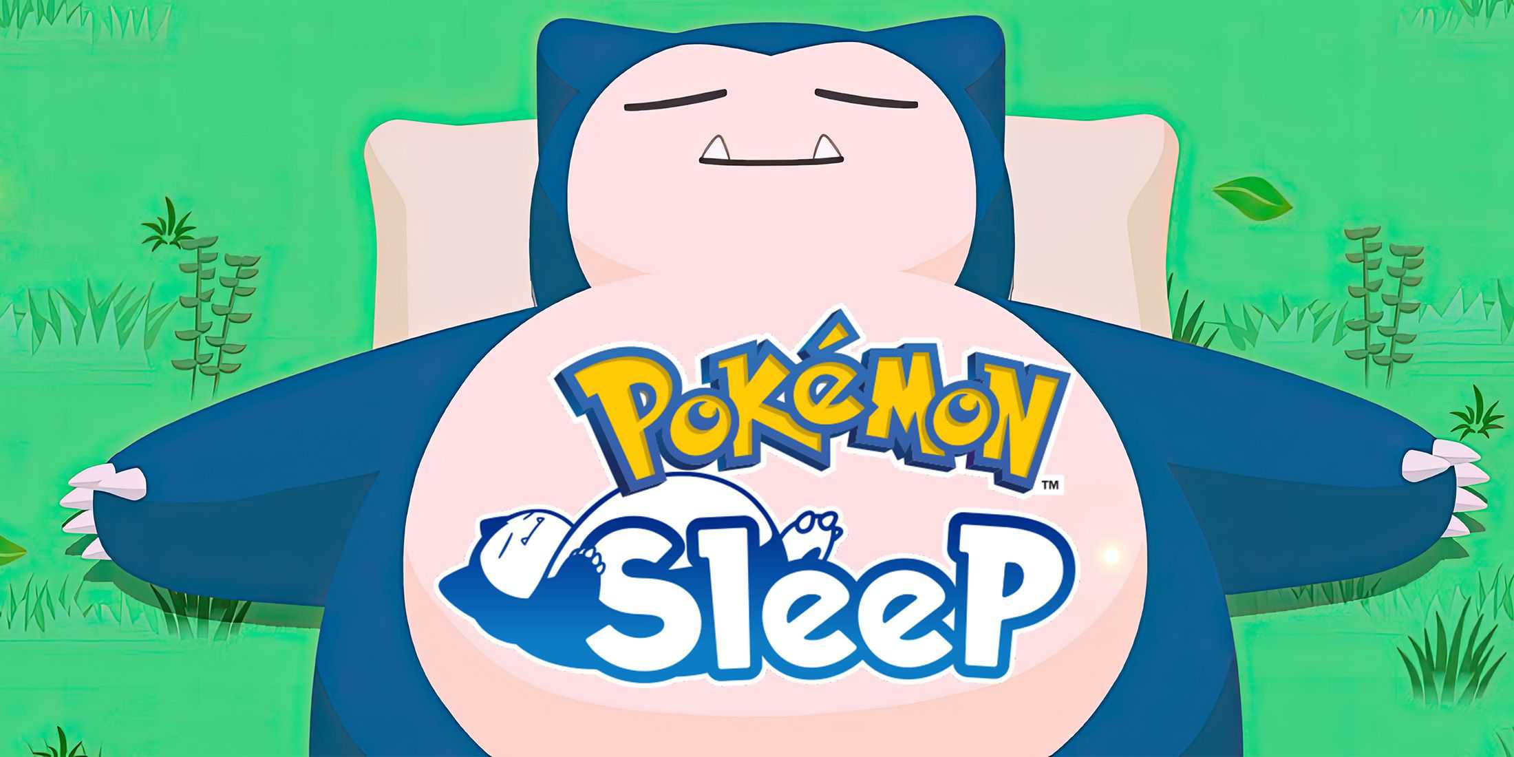 Snorlax dormindo com Pokemon Sleep logo composto