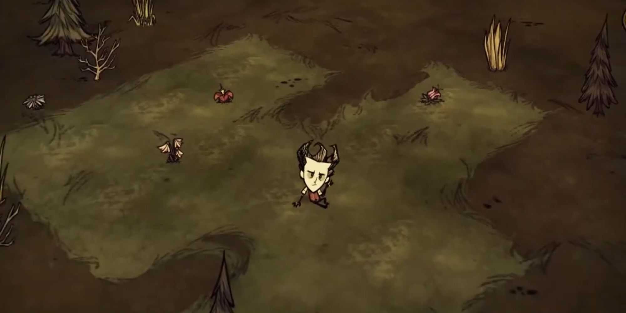 Wilson waking up in the open world in Don't Starve