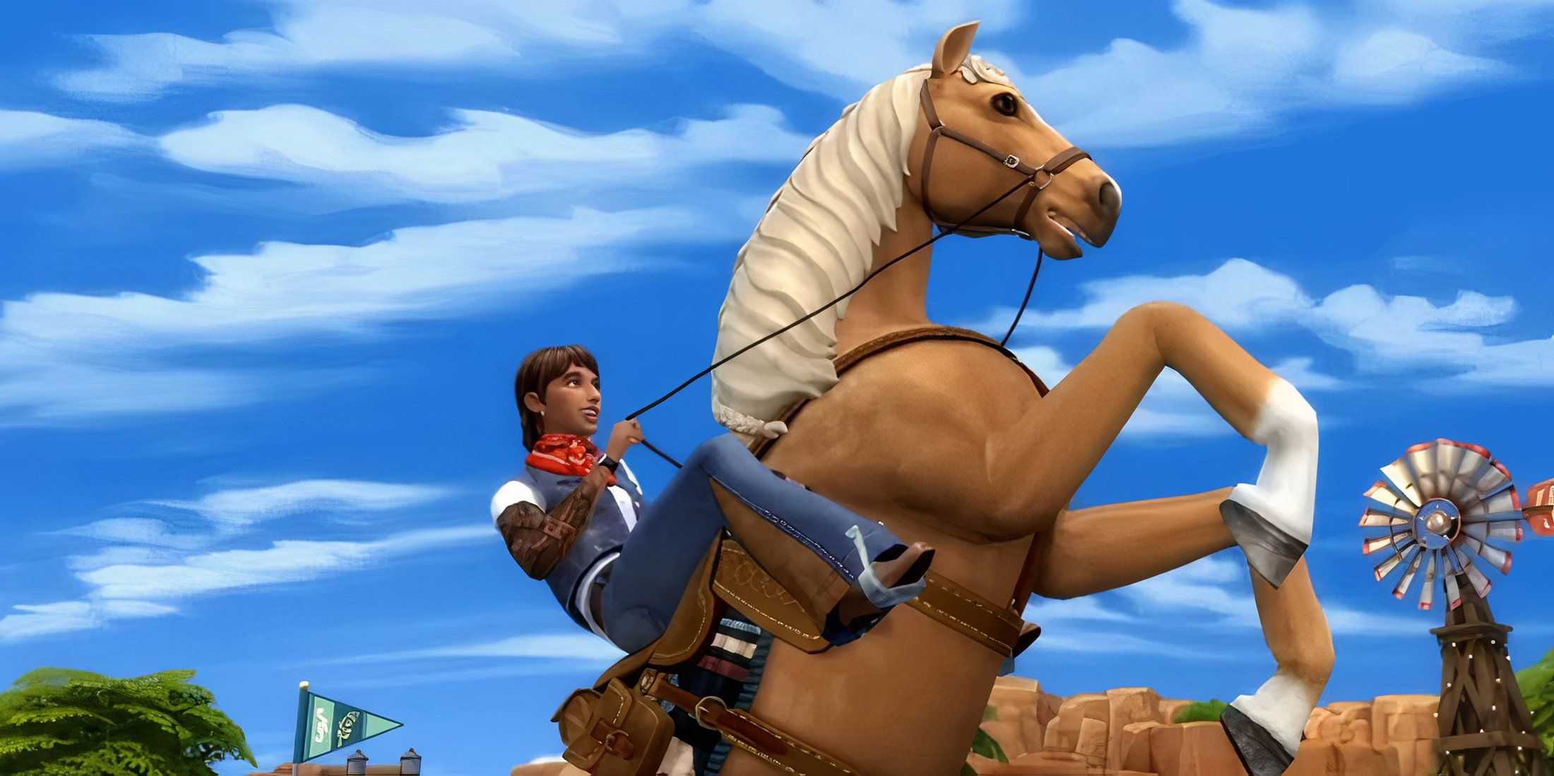 sim riding a horse in the sims 4