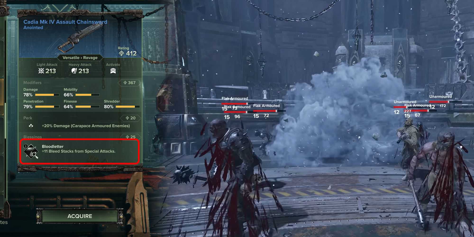 Darktide - Bloodletter Image Next To Image Of Enemies Bleeding