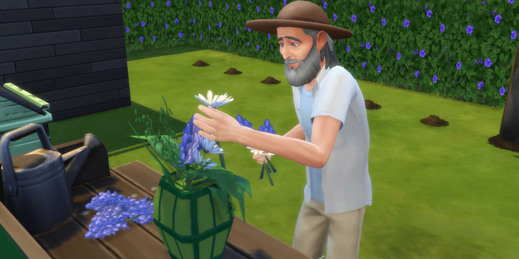 The Sims 4 Sim Ancião Fazendo Arranjos de Flores