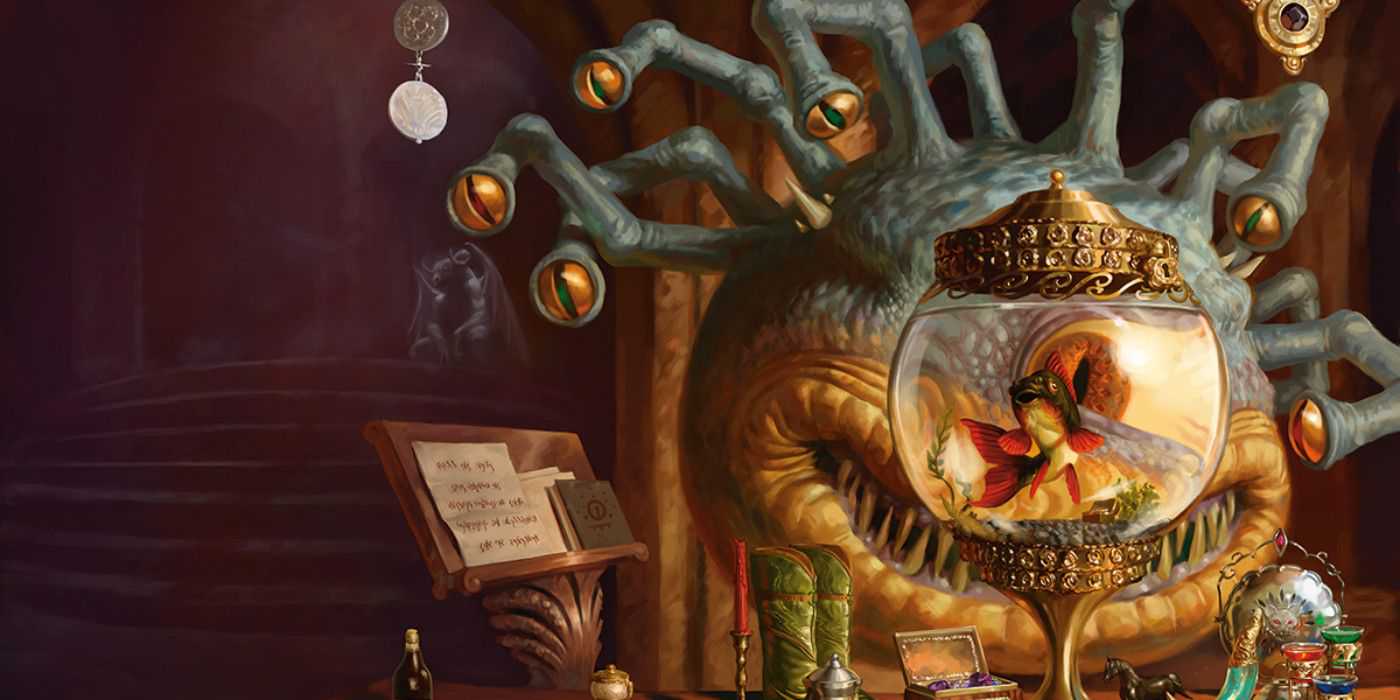 Xanathar the Beholder na arte da capa de Dungeons and Dragons: Xanathar's Guide to Everything